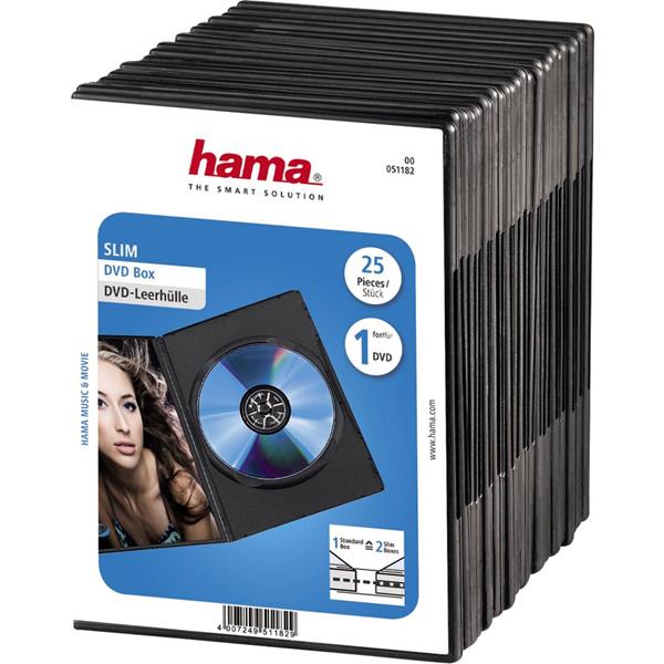HAMA SLIM DVD JEWEL CASE PACK OF 25, BLACK         51182