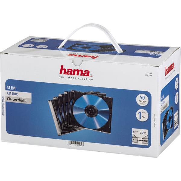 1X50 HAMA CD JEWEL CASE SLIMLINE TRANSPARENT-BLACK          51269