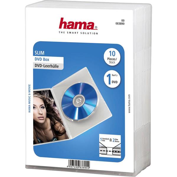 1X10 HAMA SLIM DVD JEWEL CASE TRANSPARENT                83890