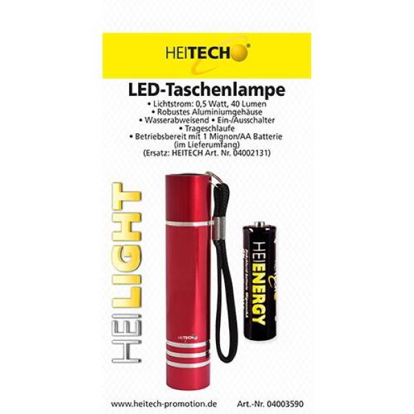 HEITECH LED TORCH INCLUDES 1XMIGNON/AA BATTERY