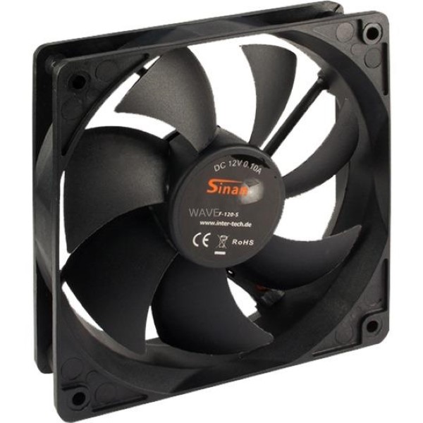 INTER-TECH F-120-S 120X120X25MM, HOUSING FAN  BLACK