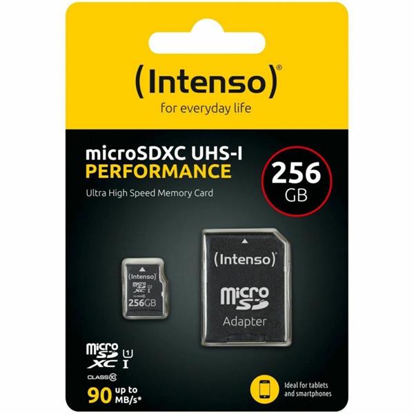 Intenso Class Performance microSDXC 256GB Class 10 U1 UHS-I με αντάπτορα