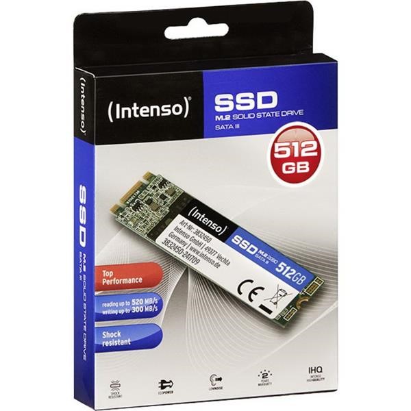 INTENSO TOP 512 GB, SOLID STATE DRIVE READ 512 GB 520 MB / S, WRITE 490 MB / S SATA 6 GB / S, M.2