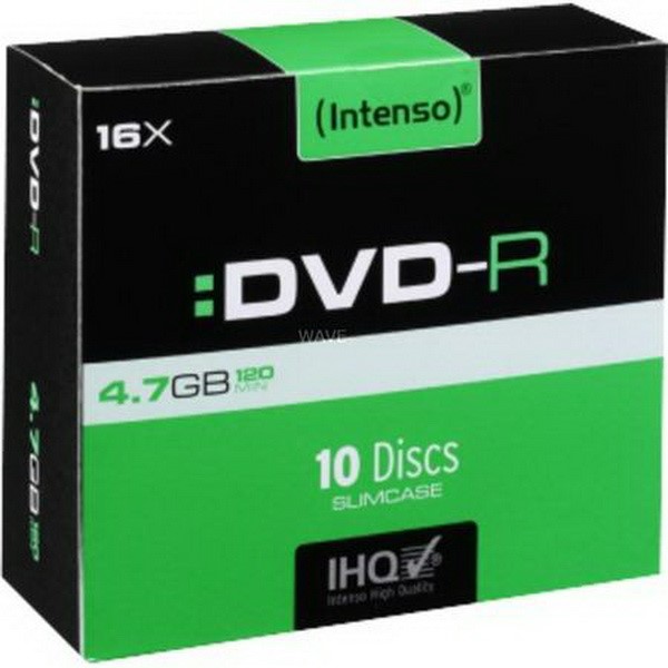 INTENSO 4.7GB DVD-R, DVD BLANKS 10 PIECES SLIM CASE NO 16 TIMES, 10 PIECES