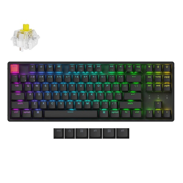 Keychron K8 V2 (K8X-J4) QMK Wireless Mechanical Keyboard Banana Switch HotSwap RGB 80% US Lay Alum