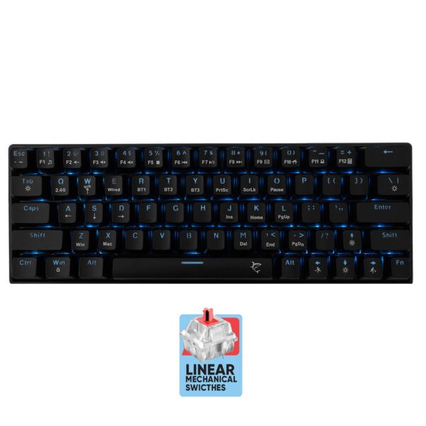 WHITE SHARK WIRELESS/BT/TYPE-C MECHANICAL KEYBOARD RED SWITCH GK-003111 US BLACK