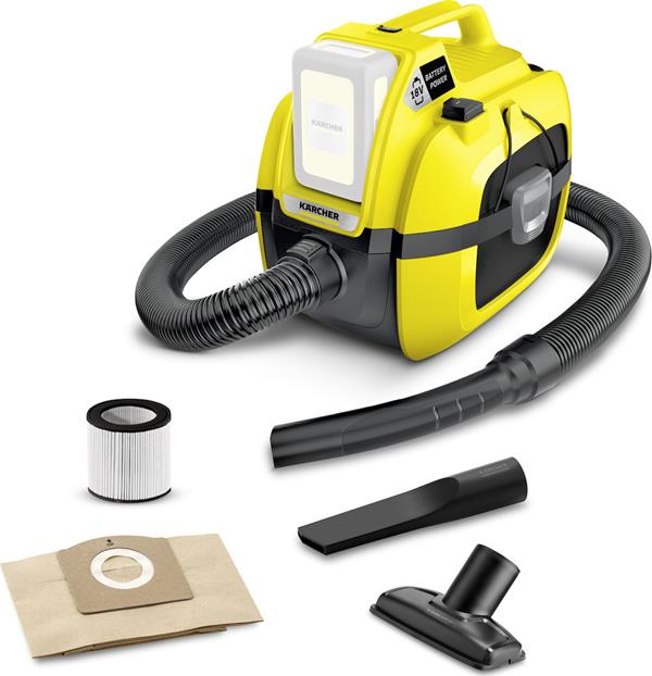 KARCHER WD 1 COMPACT BATTERY, HAND-HELD VACUUM YELLOW - BLACK, WITHOUT BATTERY AND CHARGER