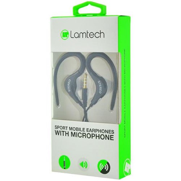 LAMTECH SPORT MOBILE EARPHONES WITH MIC BLACK