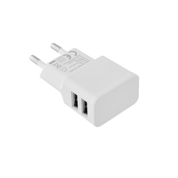 LAMTECH TRAVEL WALL CHARGER 2.4A WITH 2XUSB WHITE