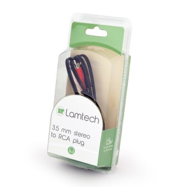 LAMTECH 3,5MM STEREO TO RCA PLUG CABLE 1,5M BLISTER