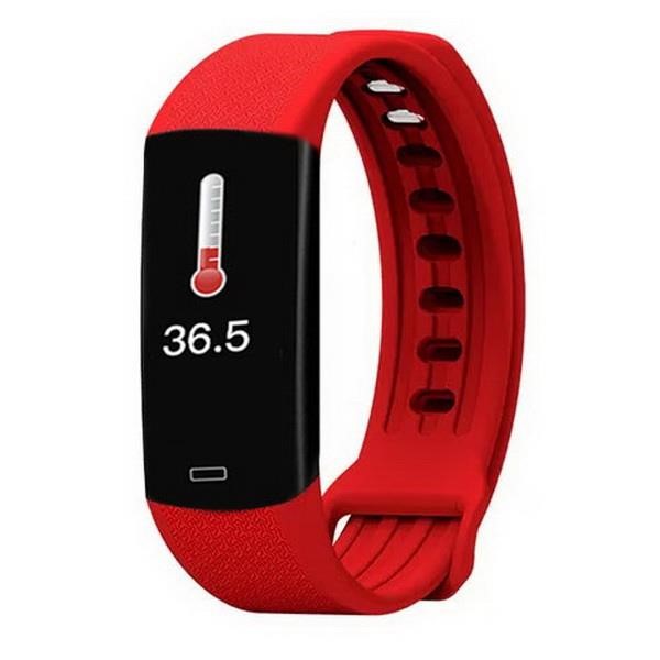 LAMTECH BODY TEMPERATURE DETECTION SMART WRISTBAND WITH HEART RATE MONITOR RED