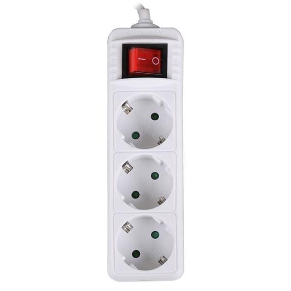 LAMTECH POWER STRIP WITH SWITCH 3 OUTLETS WHITE 1.5M