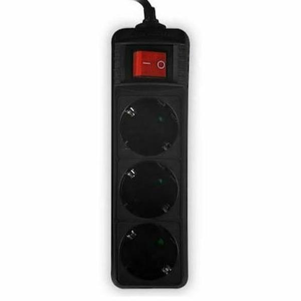 LAMTECH POWER STRIP WITH SWITCH 3 OUTLETS BLACK 1.5M