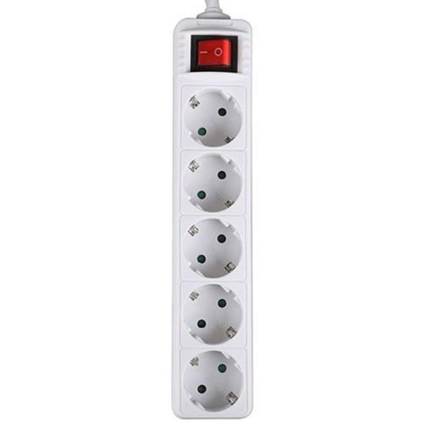 LAMTECH POWER STRIP WITH SWITCH 5 OUTLETS WHITE 1.5M