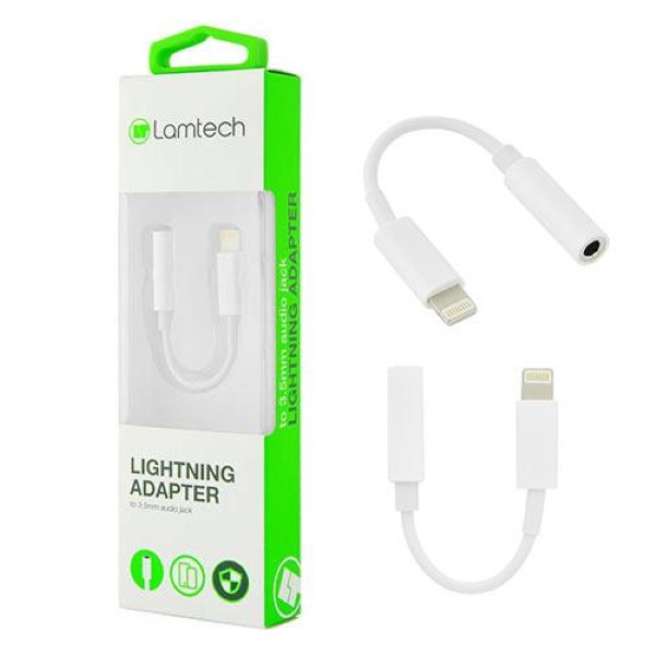 LAMTECH IPHONE 7/8/X ADAPTER CABLE AUDIO JACK 3,5MM WHITE