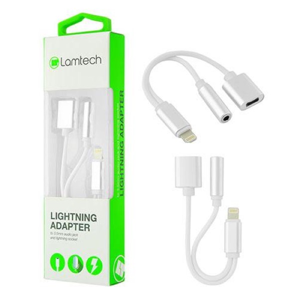 LAMTECH ADAPTER IPHONE 7/8/X AUDIO JACK 3,5MM+ LIGHTNINIG SOCKET