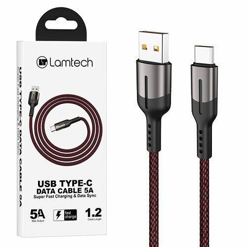 LAMTECH USB TYPE-C DATA CABLE 5A 1,2M BLACK