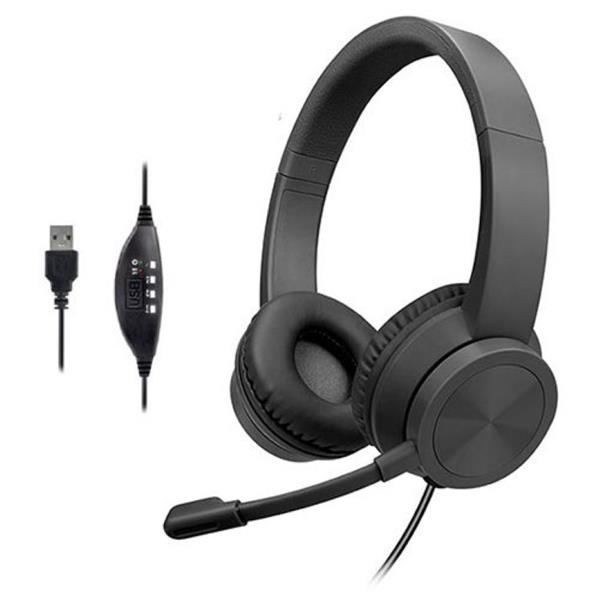 LAMTECH USB STEREO HEADPHONE WITH MIC NOISE CANCELLING BLACK