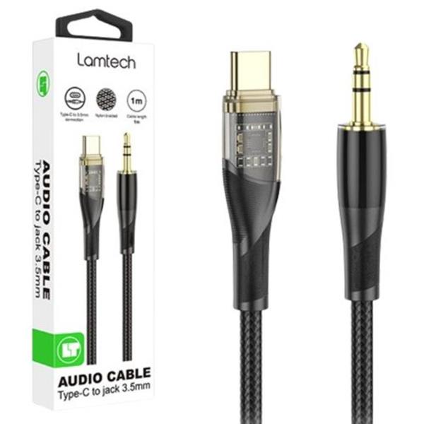 LAMTECH AUDIO CABLE TYPE-C TO 3.5MM JACK BLACK 1M