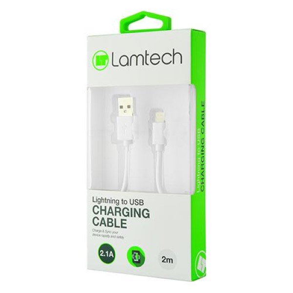 LAMTECH CHARGING CABLE IPHONE 5/6/7 2M WHITE