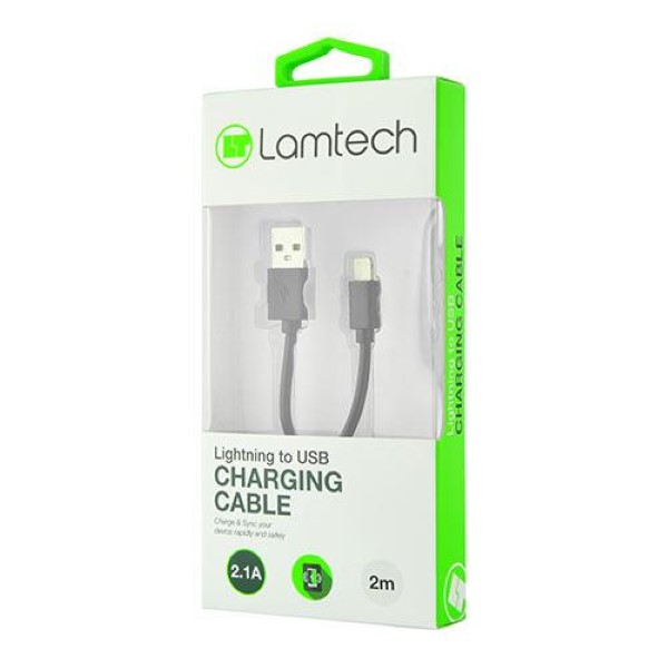 LAMTECH CHARGING CABLE IPHONE 5/6/7 2M BLACK