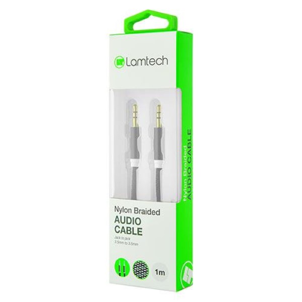 LAMTECH AUDIOCABLE BRAIDED 1M 3.5MM TO 3.5MM BLACK