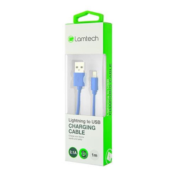 LAMTECH CHARGING CABLE IPHONE 5/6/7 1M BLUE