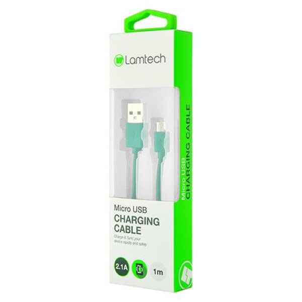 LAMTECH DATACABLE MICRO USB 1M GREEN