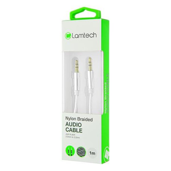 LAMTECH AUDIOCABLE BRAIDED 1M 3.5MM TO 3.5MM SILVER