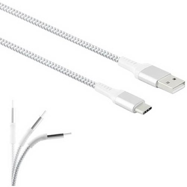 LAMTECH TYPE-C V2,0 HIGH QUALITY UNBREAKABLE CABLE SILVER 2M