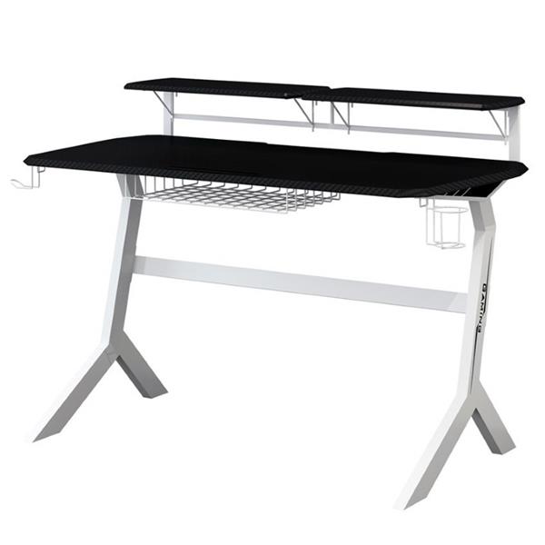 LC-POWER GAMING DESK WITH EXTRA SHELVES BLACK-WHITE