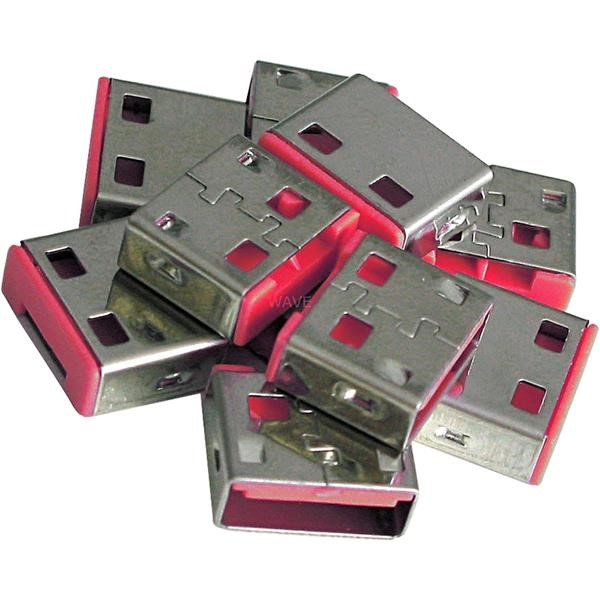 LINDY USB PORT LOCK  10 PIECES  WITHOUT A KEY THEFT PROTECTION CODE: RED