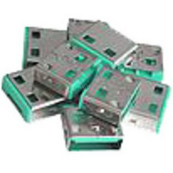 LINDY USB PORT LOCK  10 PIECES  WITHOUT A KEY, THEFT PROTECTION CODE: GREEN
