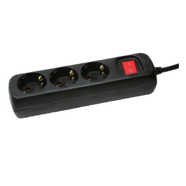 LOGILINK 3 SOCKETS WITH SWITCH 1.4M BLACK