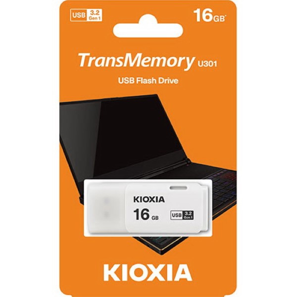 KIOXIA USB 3.0 FLASH STICK 16GB HAYABUSA WHITE U301