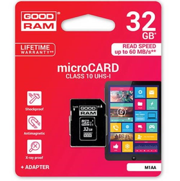GOODRAM MICRO SD CL10 32GB UHS 1 + ADAPTER M1AA