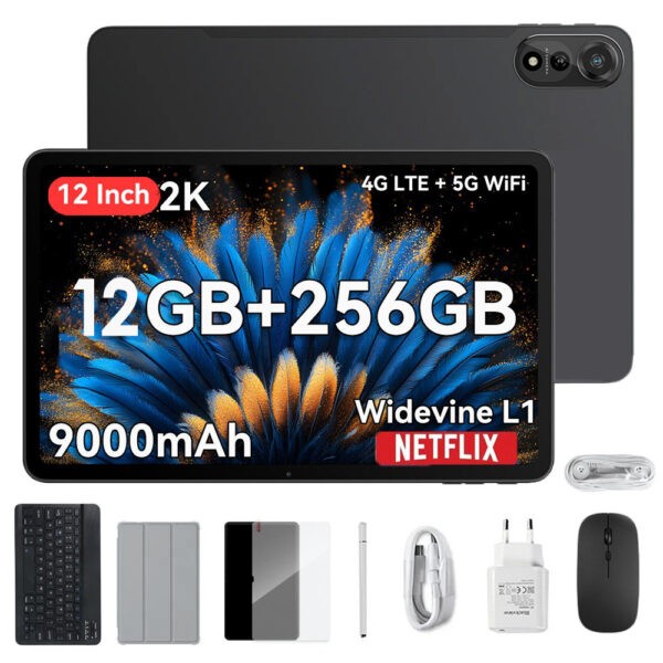 BLACKVIEW OCTA-CORE TABLET 12′ 12GB+256GB MEGA 2 SET 4G ANDROID 15 GREY