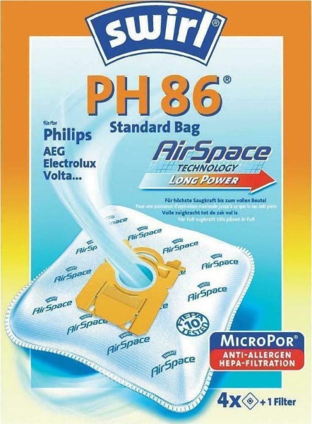 SWIRL VACUUM CLEANER BAG PH 86 AIRSPACE® 4 PIECES
