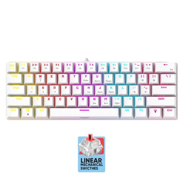 ARMAGGEDDON MECHANICAL HOT-SWAP KEYBOARD 12FX BACKLIGHT RED SWITCH MKA-7C 2024 WHITE LINEAR