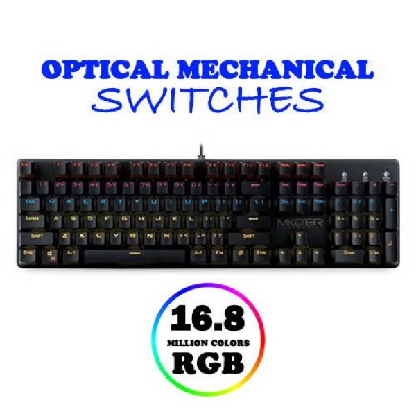 ARMAGGEDDON RGB LIGHTSPEED RESPONSE OPTI-MECH KEYBOARD MKO-13R BLACK