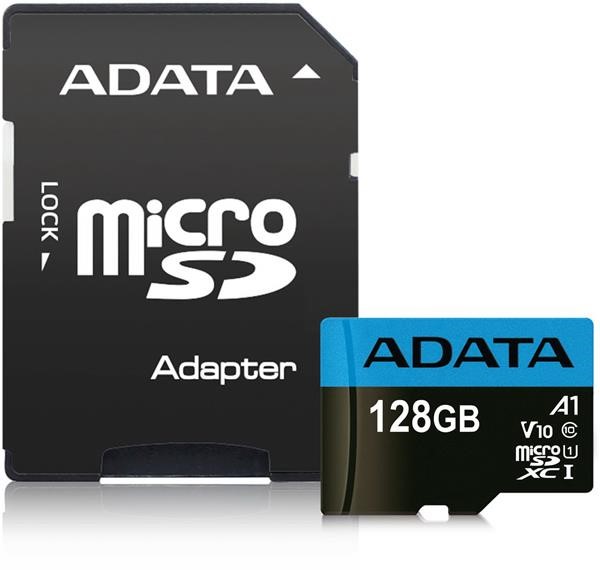 KΑΡΤΑ ΜΝΗΜΗΣ ADATA PREMIER MICROSDXC UHS-I U1 A1 128GB CLASS 10  W:25MB R:85MB  &#38; SD ADAPTER