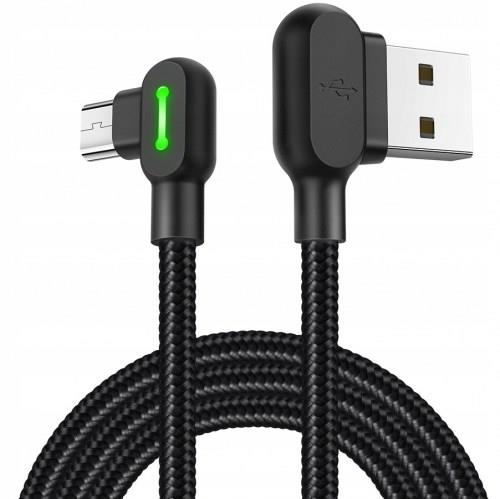 Mcdodo CA-5280 Angle (90°) / Braided / LED USB 2.0 to micro USB Cable Μαύρο 0.5m