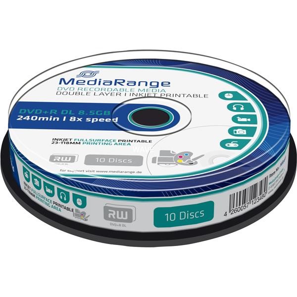 MEDIARANGE 8.5GB DVD + R DL, DVD BLANK PIECE OF CAKE BOX 10 YES 8-FOLD, 10 PIECES, PRINTABLE