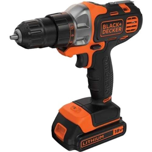 BLACK - DECKER BATTERY MULTIFUNCTION DRILL MULTIEVO MT218KB BLACK  ORANGE, CARRYING CASE, 2 X LI-ION BATTERY 1.5 AH