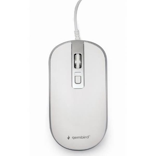GEMBIRD USB WIRED OPTICAL MOUSE WHITE-SILVER