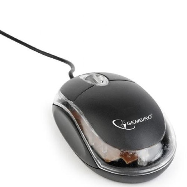 GEMBIRD WIRED USB OPTICAL MOUSE BLACK/TRANSPARENT
