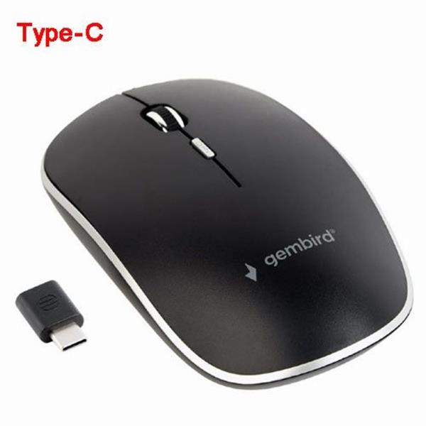 GEMBIRD SILENT WIRELESS OPTICAL MOUSE BLACK TYPE-C RECEIVER