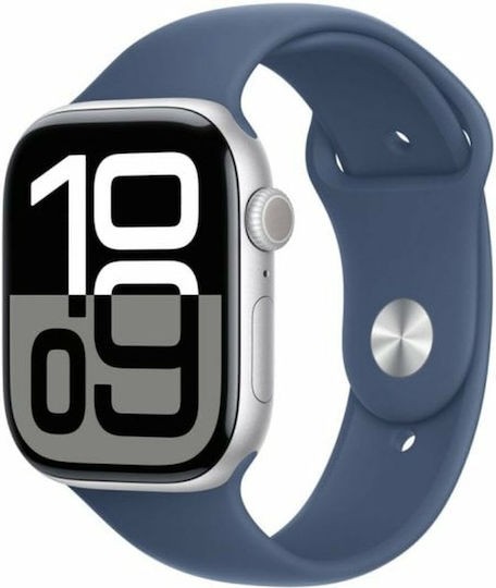 Apple Watch Series 10 Aluminium 46mm  Silver Denim Sport Band (S/M)