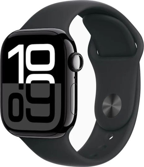 Apple Watch Series 10 Cellular Aluminium 42mm Jet Black Aluminium Case with Sport Band S/M