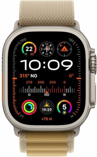 Apple Watch Ultra 2 2024 Titanium 49mm Natural με Tan Alpine Loop - Medium